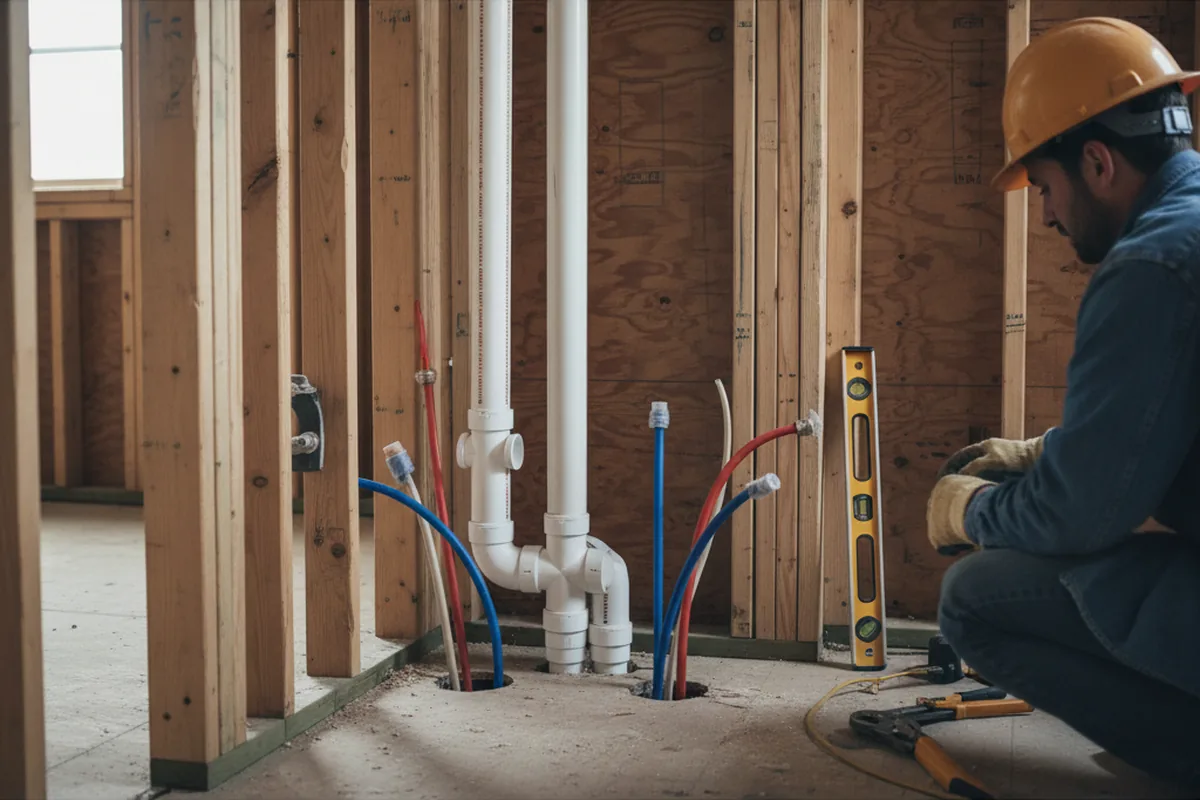 Drain and supply rough-in during Drain Cleaning in Winchester